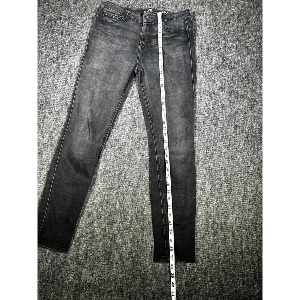 7 For All Mankind Jeans Womens size 10 Black High Rise Ankle Faded Stretch Edgy - Picture 5 of 5